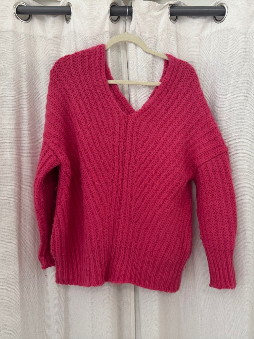 Cuyana Hot Pink Off-the-shoulder sweater